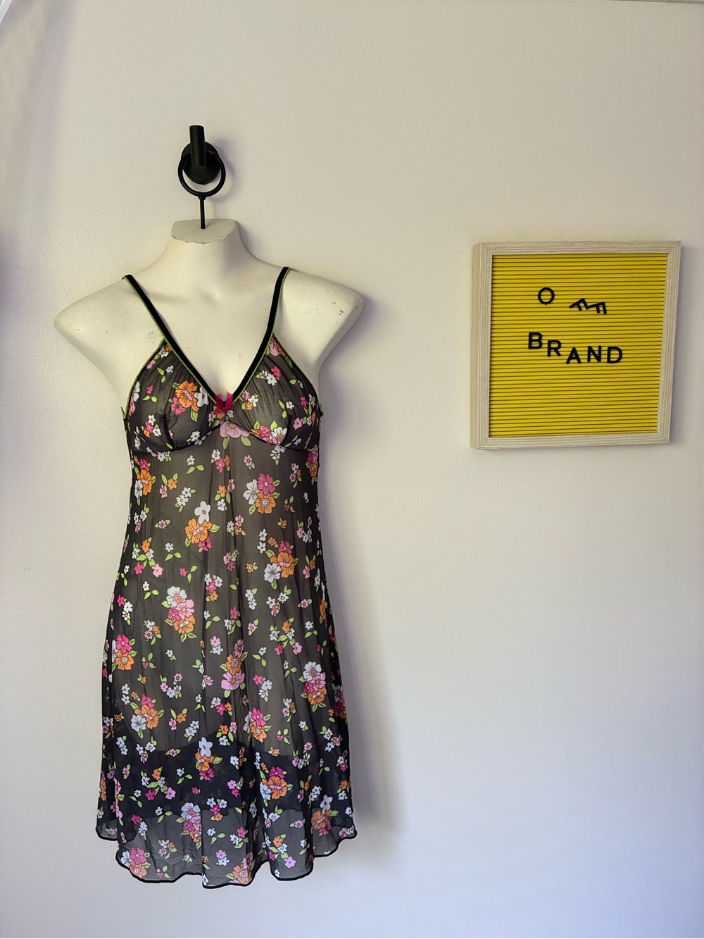 Sheer Black Floral Slip Dress - Women's Intimates